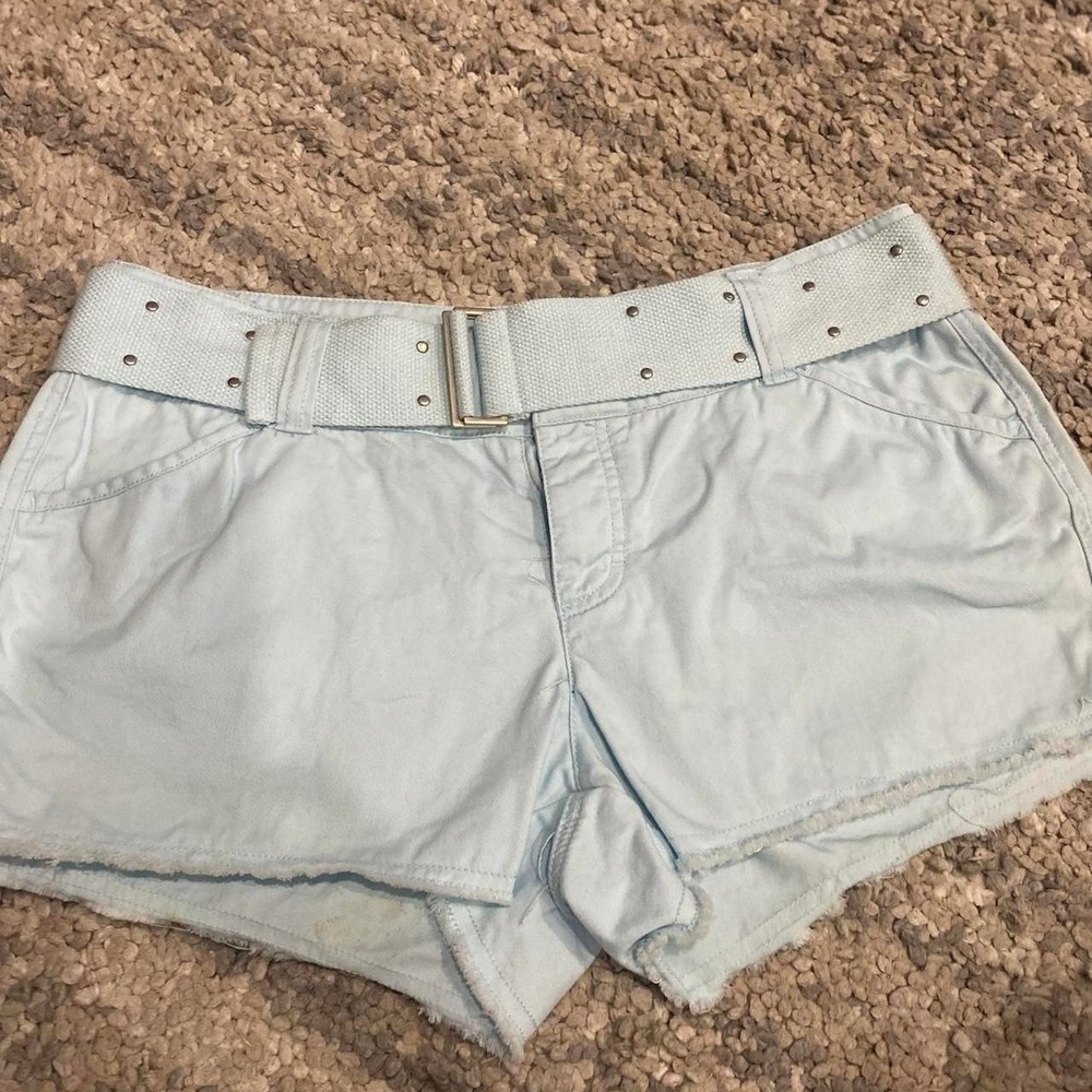 Route 66 VTG Y2K Light Blue Low Rise‎ Micro Denim Shorts matching Belt Summer 12